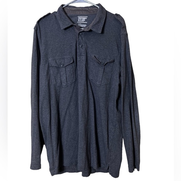 2 Men’s Vintage Old Navy Cotton Long Sleeve Collar Shoulder Tab Pocket Shirt XL - Picture 2 of 13